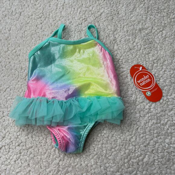 Wonder Nation Shimmer Colorful 3-6 Months Swimsuit - Picture 1 of 7